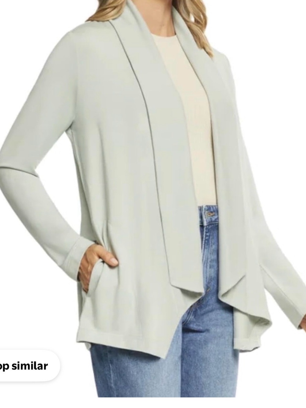 Max & Mia Women's Open Front Drape Cardigan with Pockets, Light Olive, Large